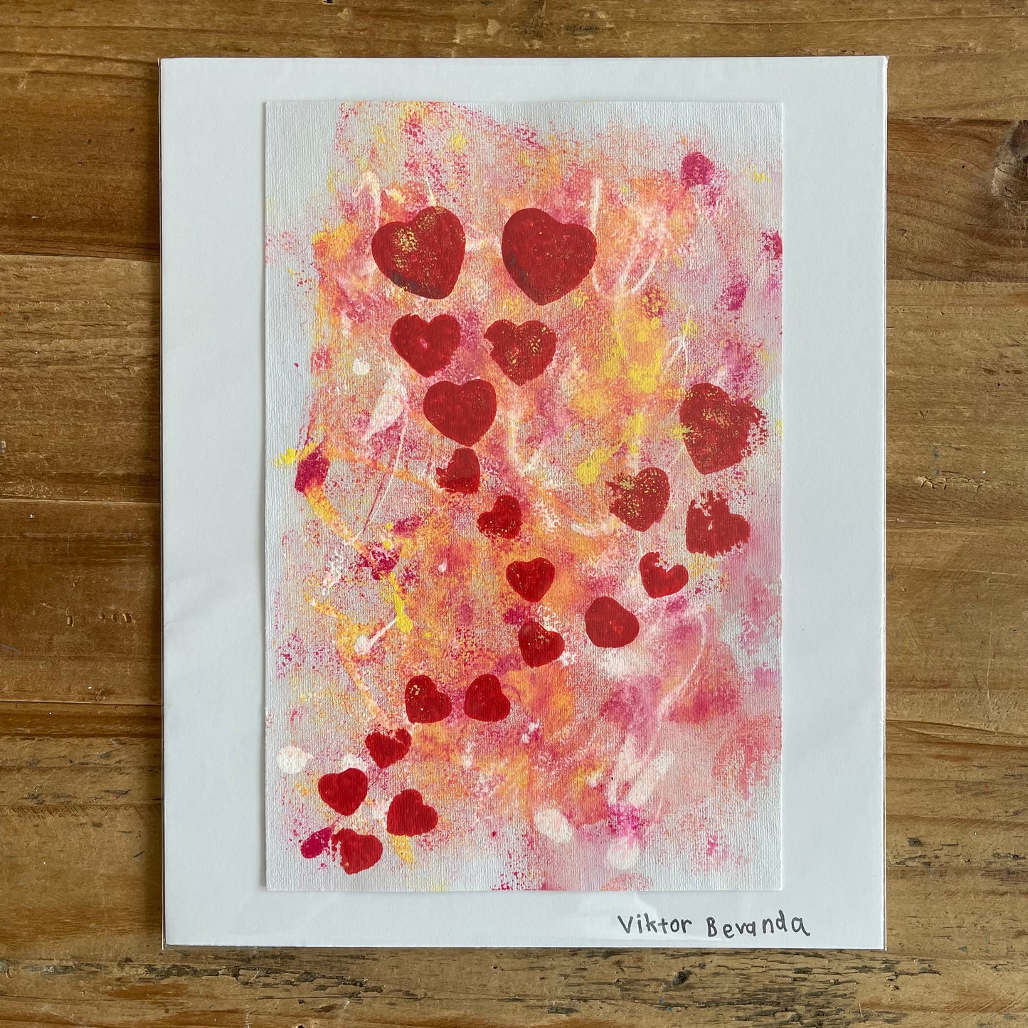 Hearts No 5 - ORIGINAL acrylic on paper 6x9" (matted to 8x10")