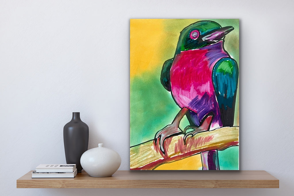 Purple Bird - ORIGINAL 9x12"