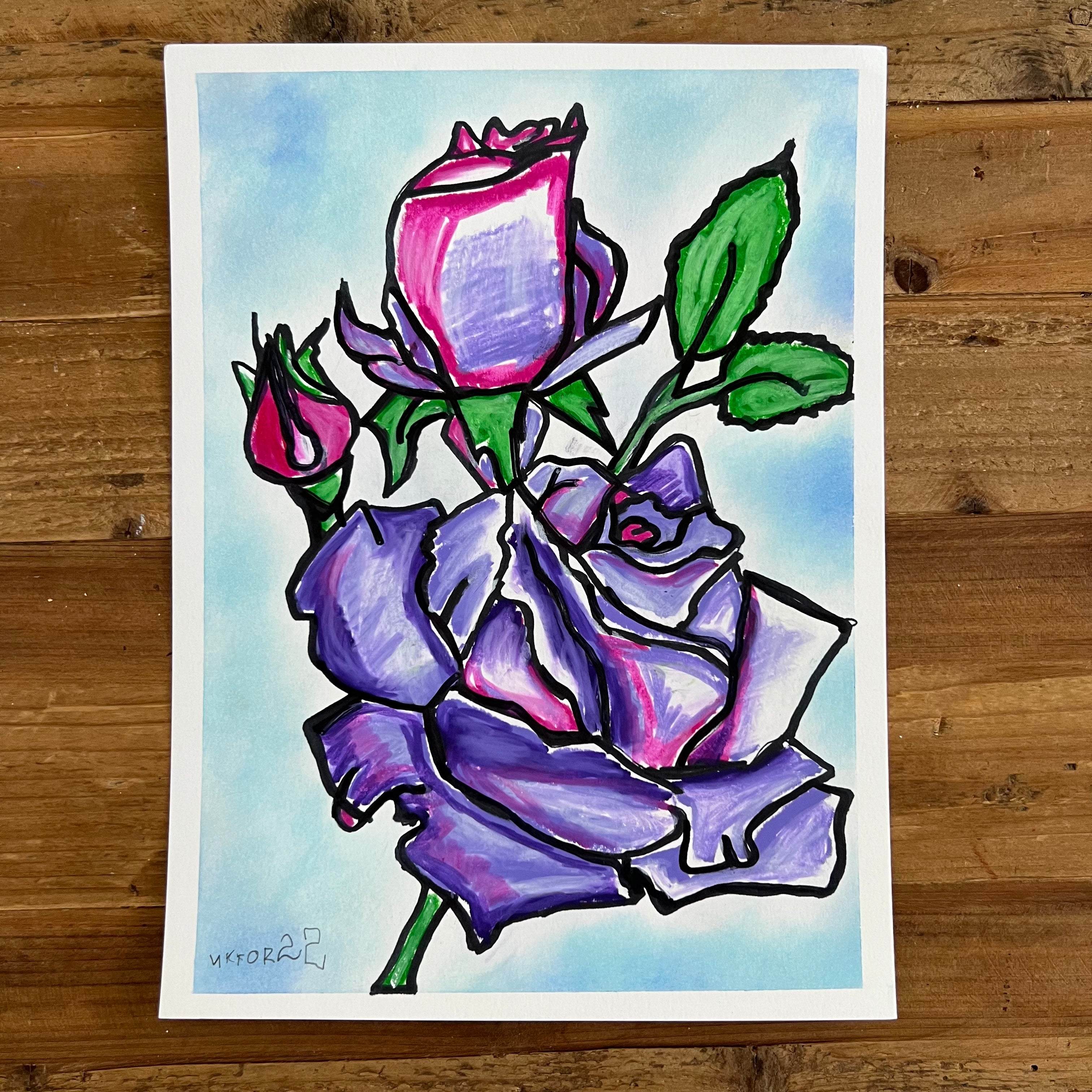 Purple Rose  - ORIGINAL 9x12"