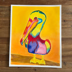 Colorful Pelican - ORIGINAL OIL PASTEL - 14x17”