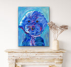 Blue Poodle - ORIGINAL OIL PASTEL ARTWORK - 11x14"