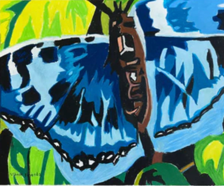 Butterfly on the Leaf  - ORIGINAL 14x17” - Vichy's Art