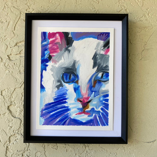 Blue cat - ORIGINAL - Vichy's Art