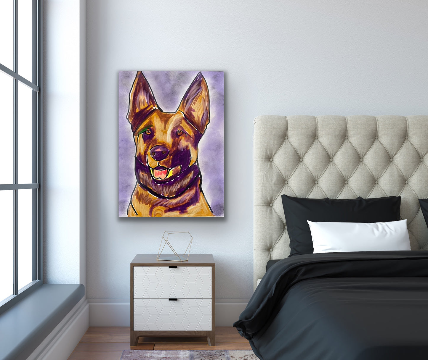 Purple German Shepherd - Fine prints of original artwork