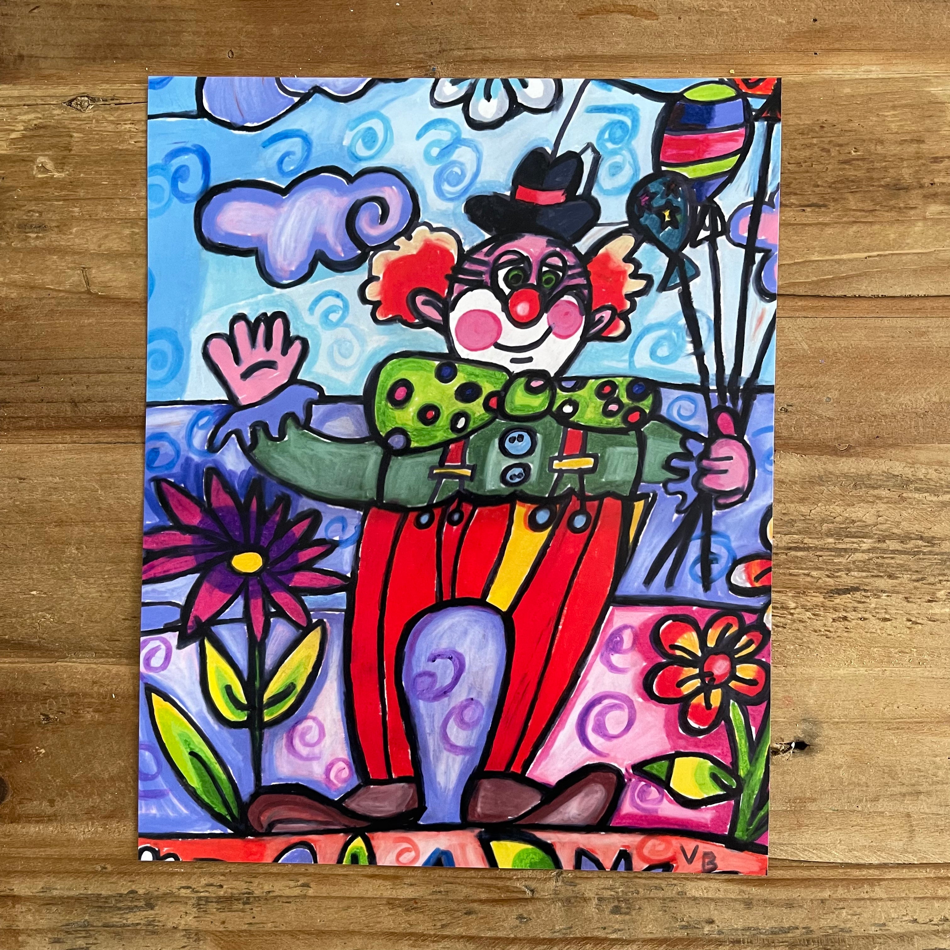 Circus Clown  - ORIGINAL 11x14” - Vichy's Art