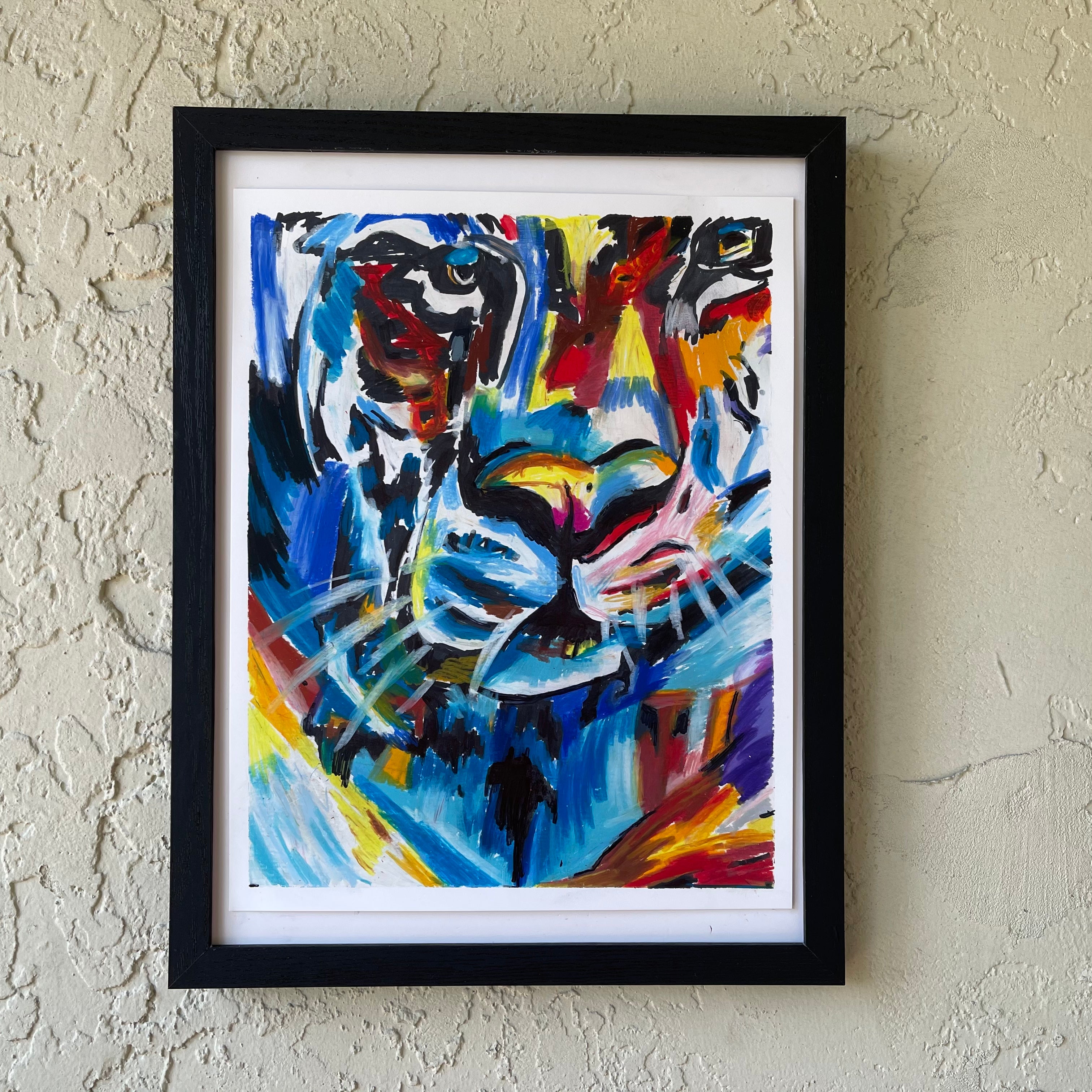 Blue Tiger - Framed  - ORIGINAL - Vichy's Art
