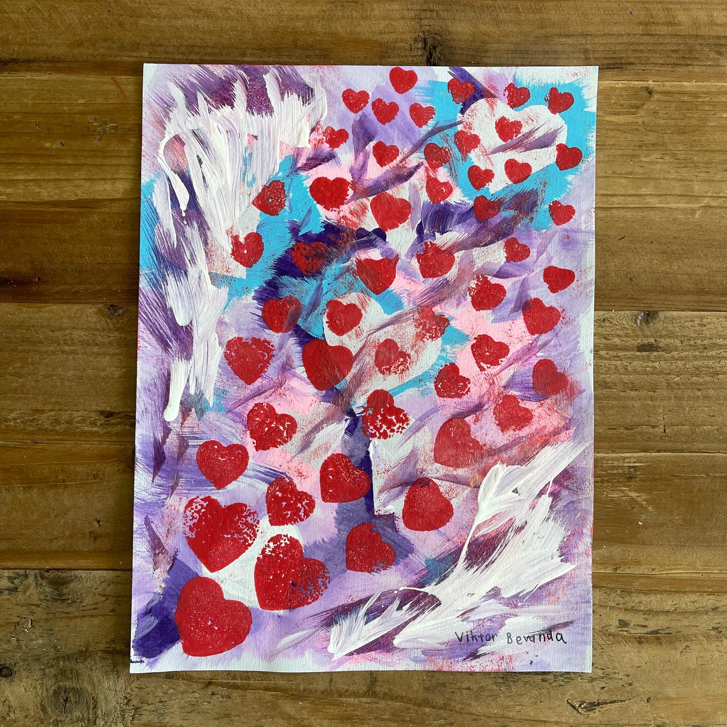 Red Hearts - original acrylic artwork 9x12"