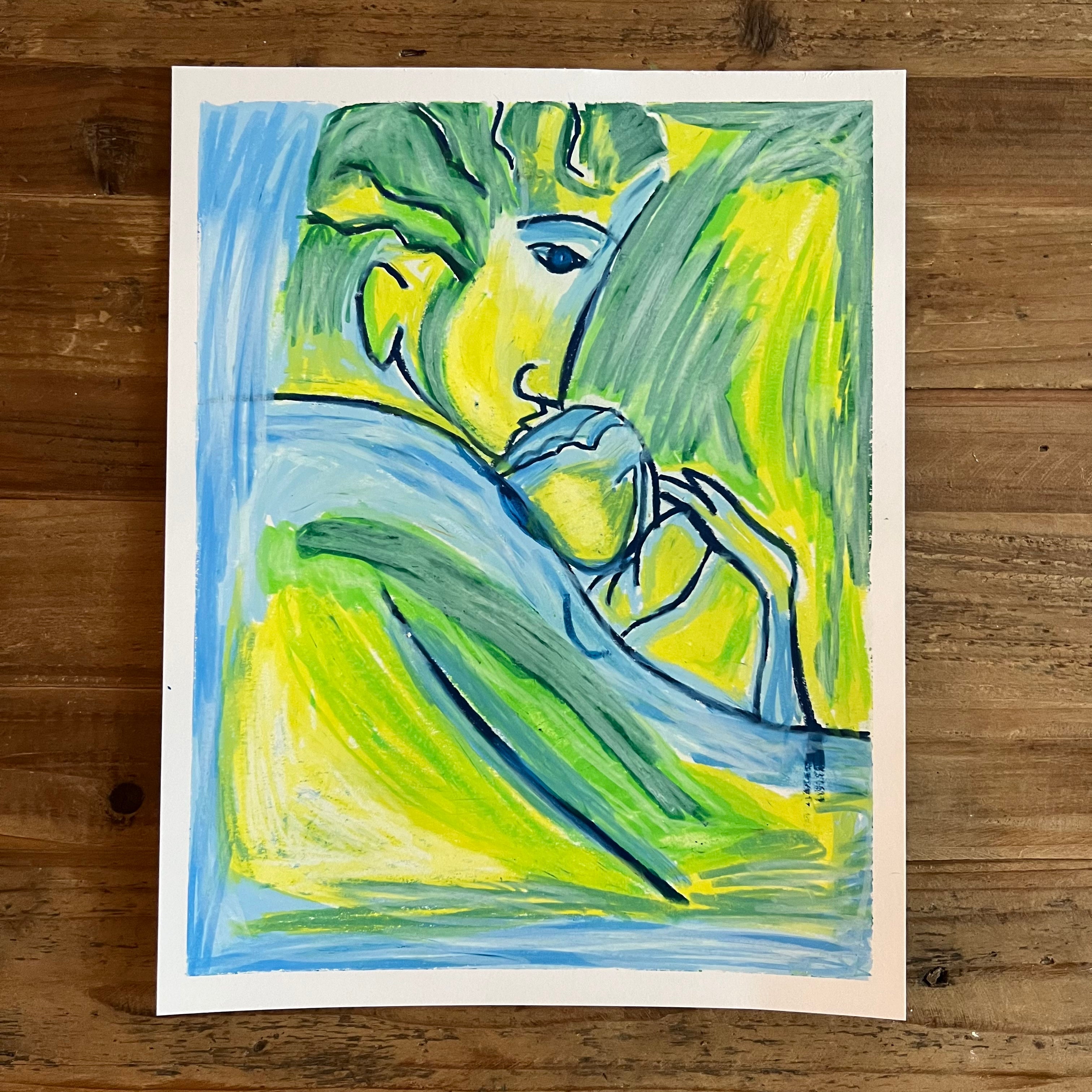 Father - ORIGINAL oil pastel artwork 11x14"