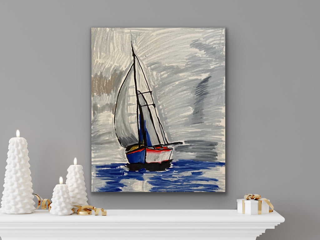 Blue Sailboat - Art Prints