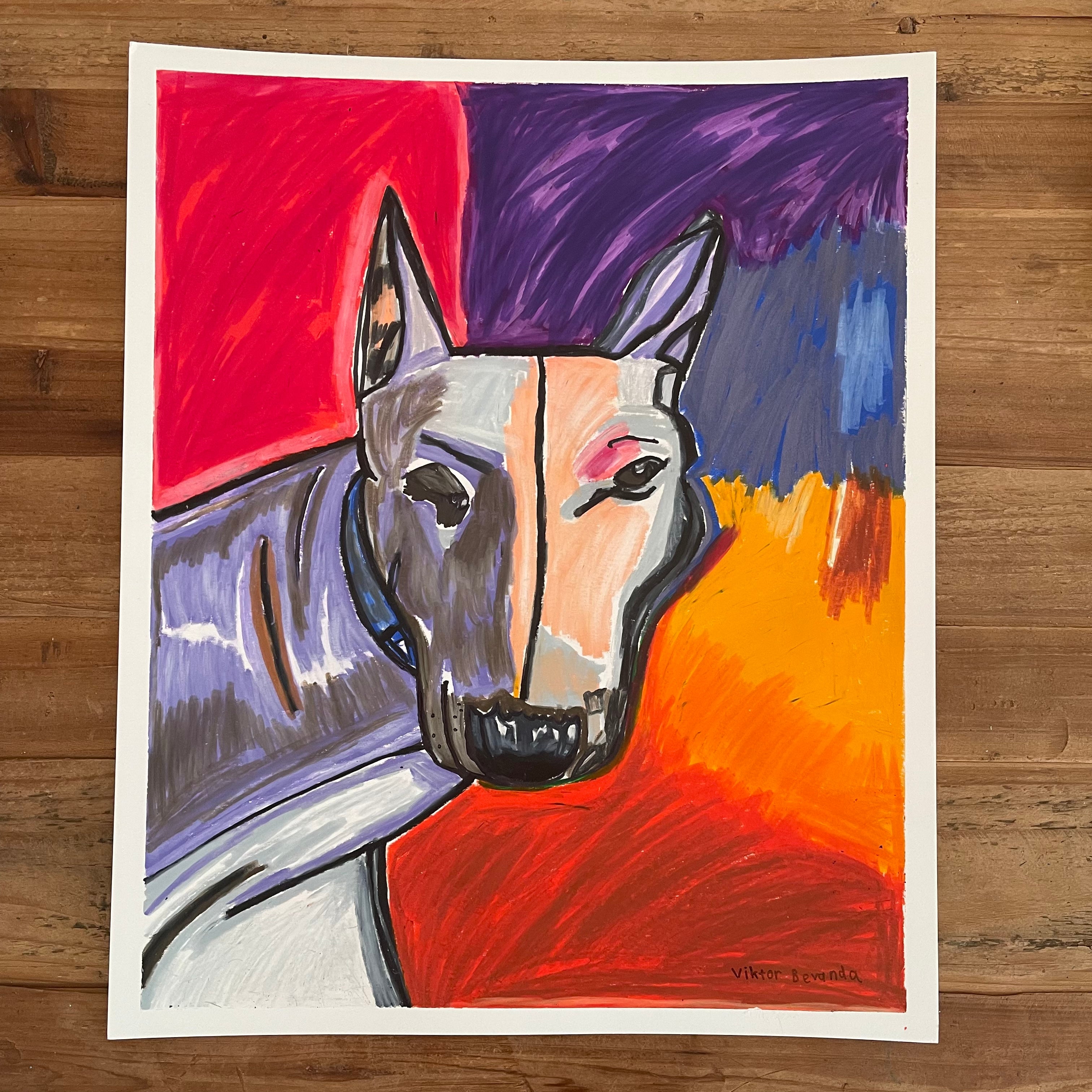 English  Bull Terrier -  ORIGINAL 14x17”