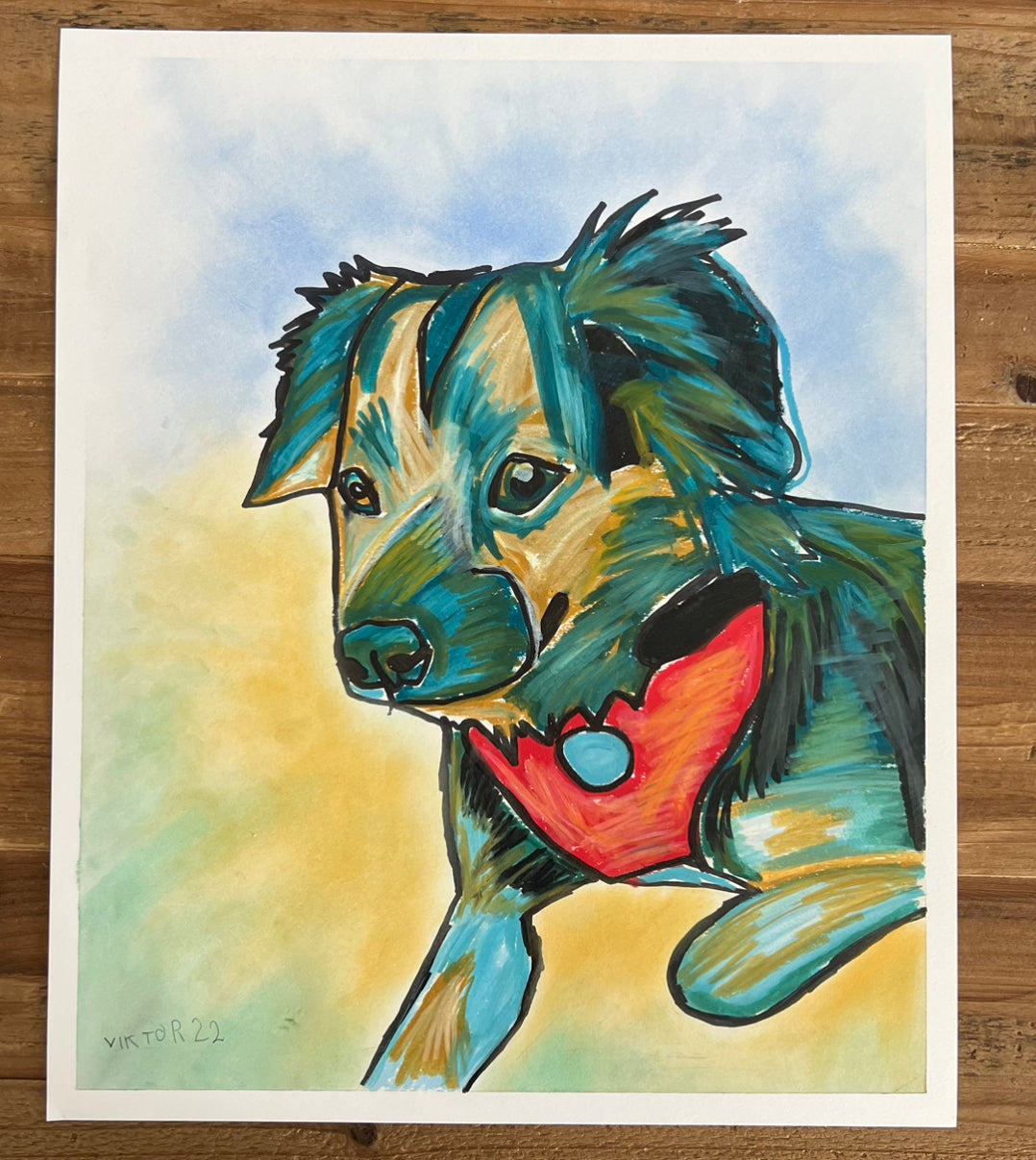 Cute Dog - ORIGINAL 14x17”