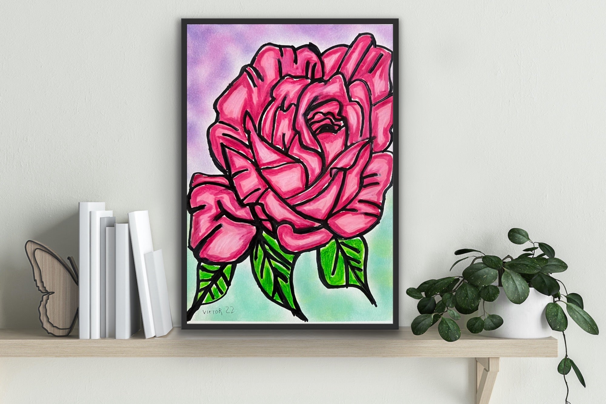 Pink Rose  - ORIGINAL 9x12"