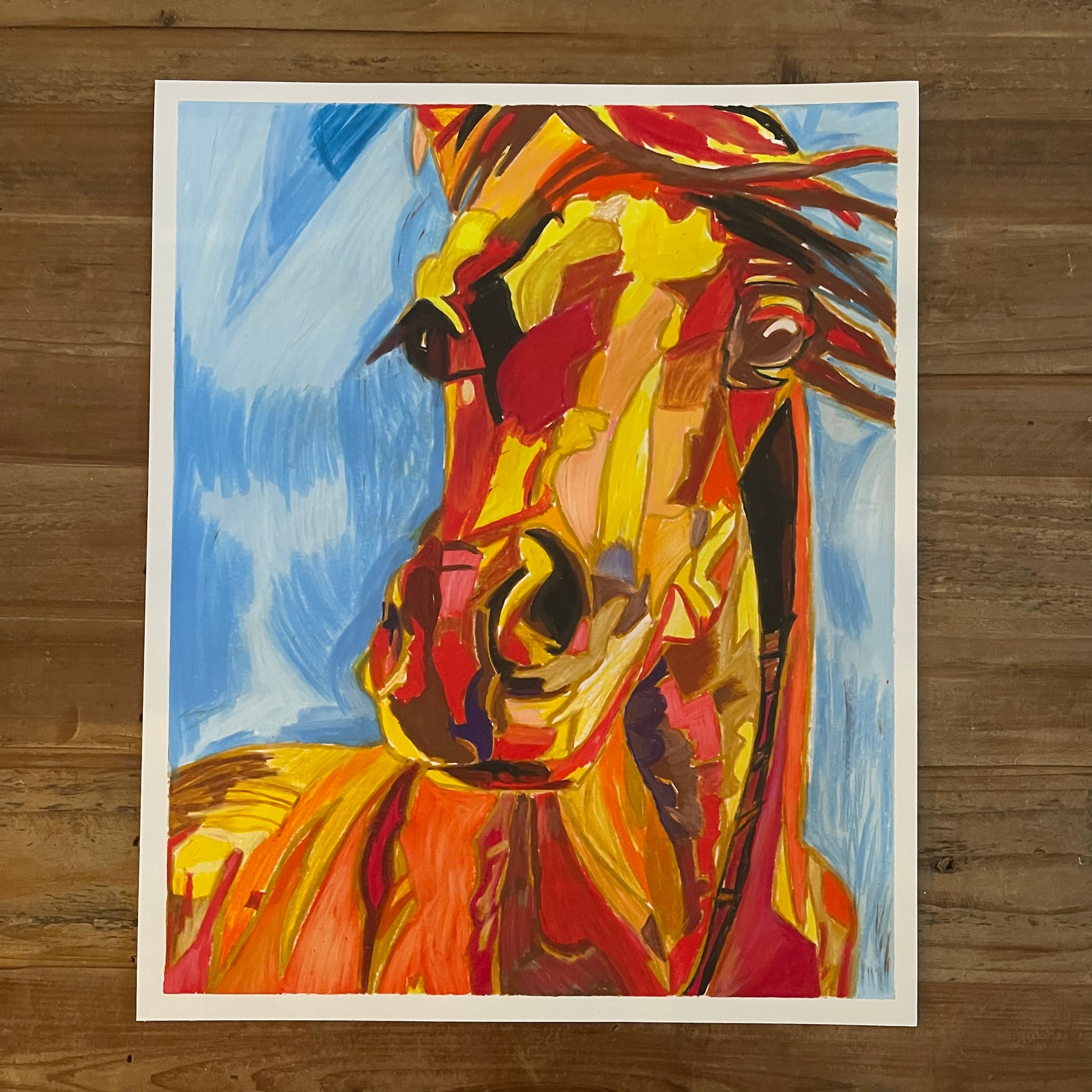 Orange Horse - ORIGINAL 14x17” - Vichy's Art