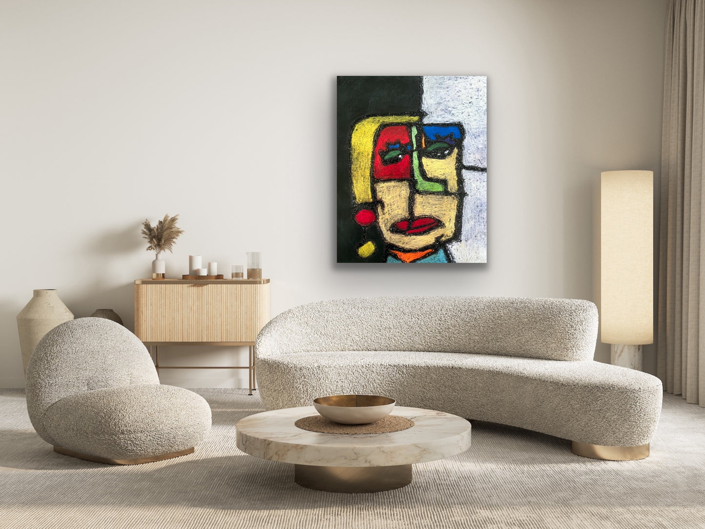 Face No 1 with glitter - Stretched Canvas Print in more sizes
