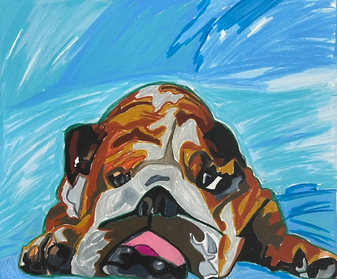 Lazy BULLDOG - Stretched Canvas Print in more sizes