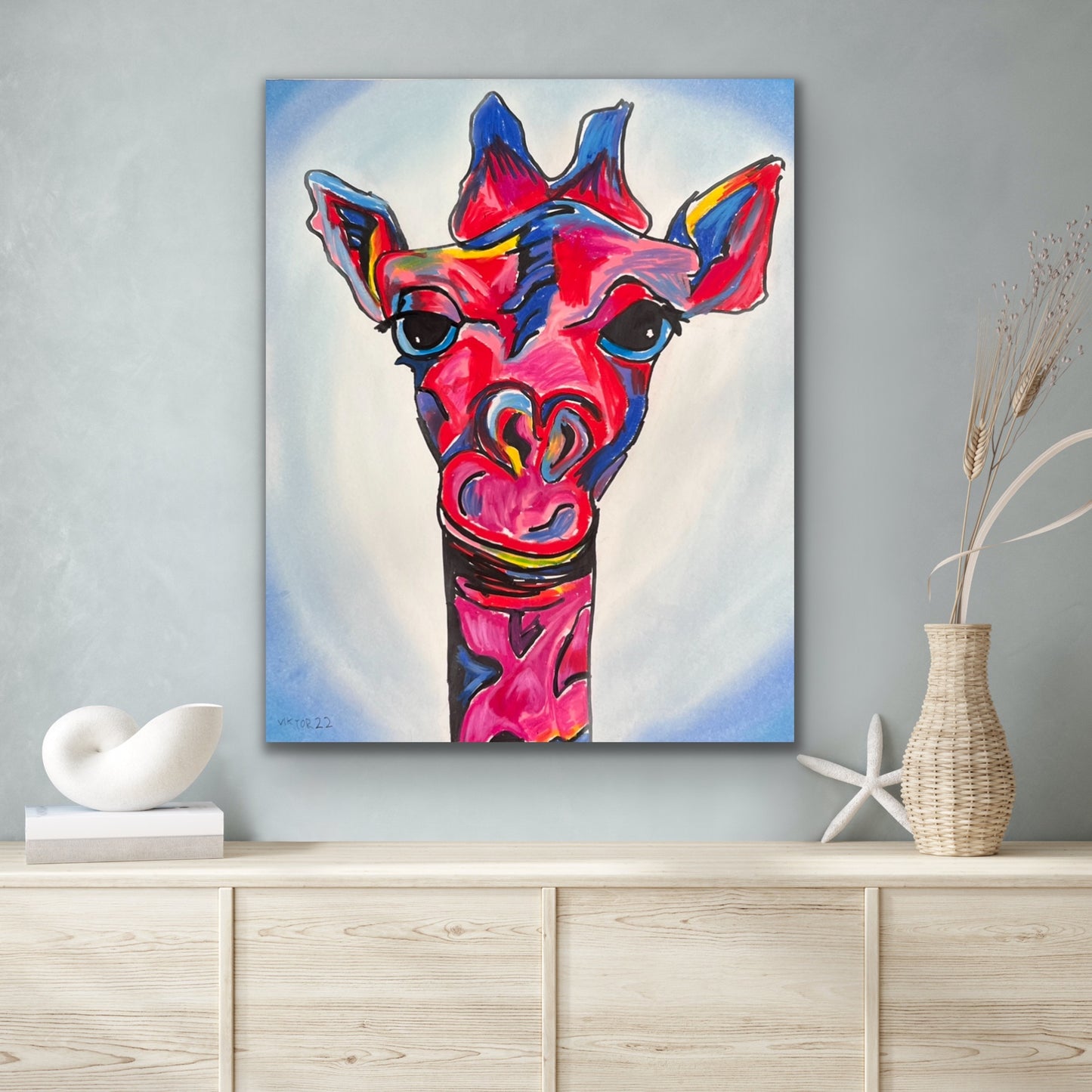 Pink Giraffe - Canvas Print