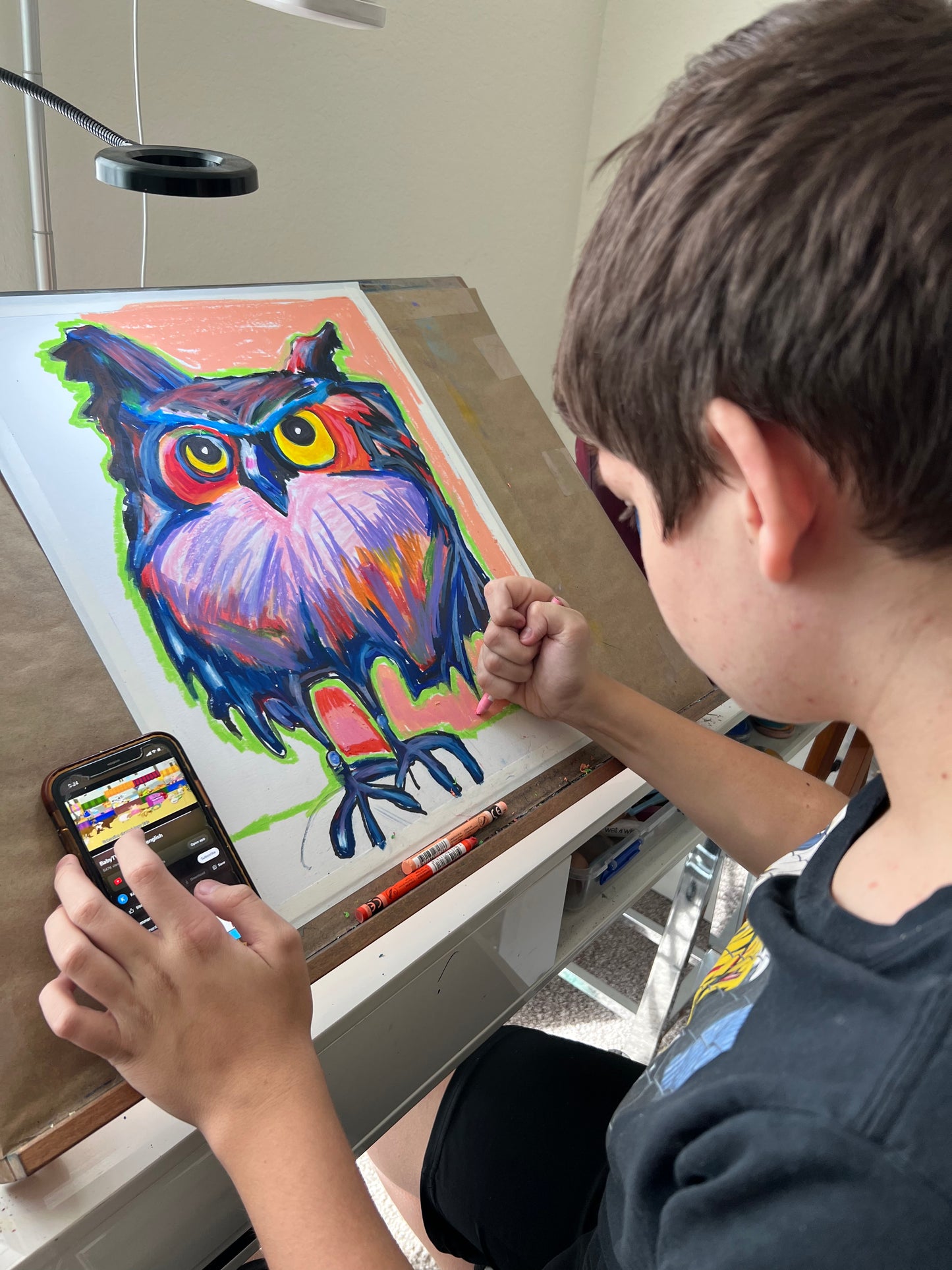 Colorful Owl - ORIGINAL  14x17”