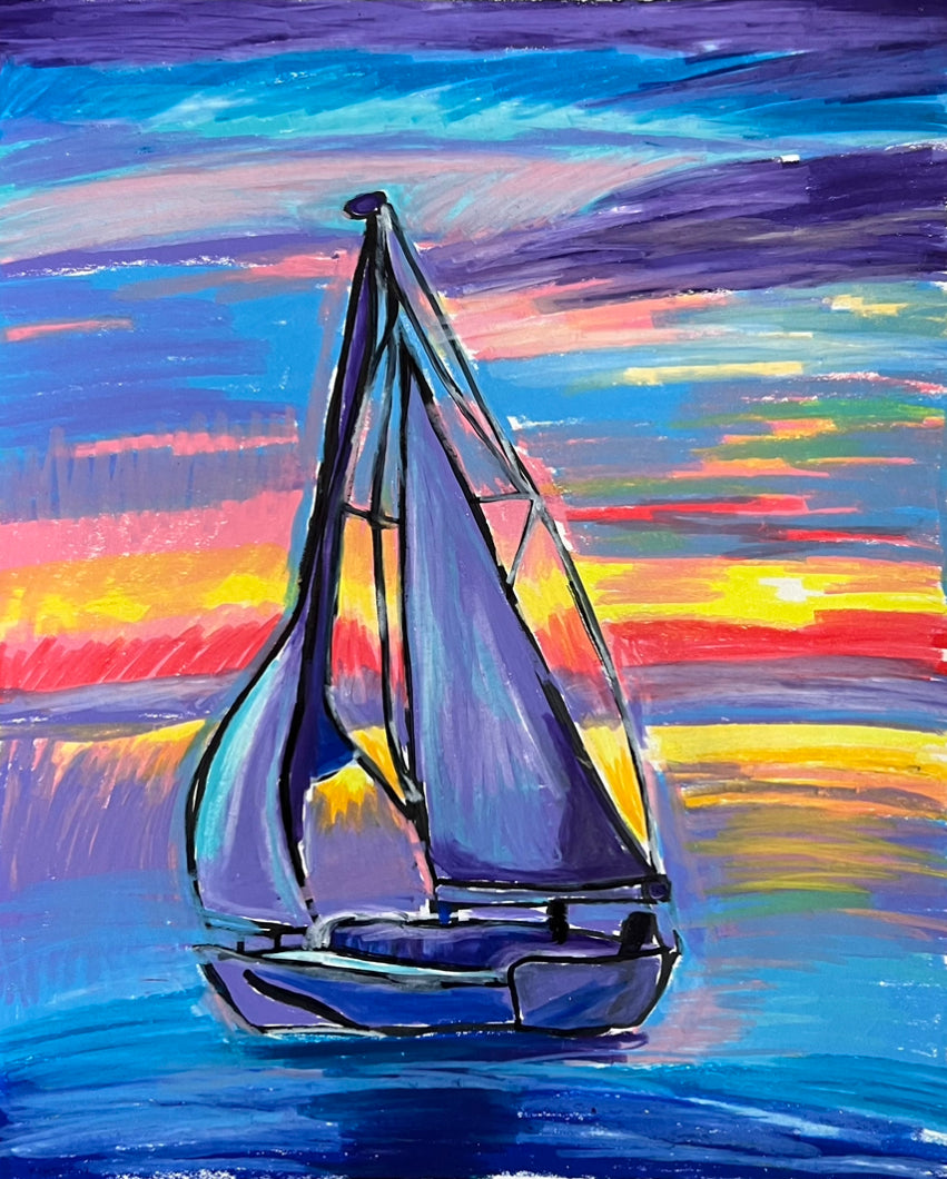 Purple Sailboat  - fine prints of original artwork
