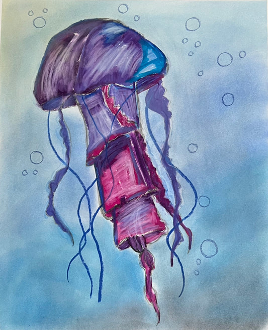 Purple Jellyfish - ORIGINAL 14x17” FRAMED