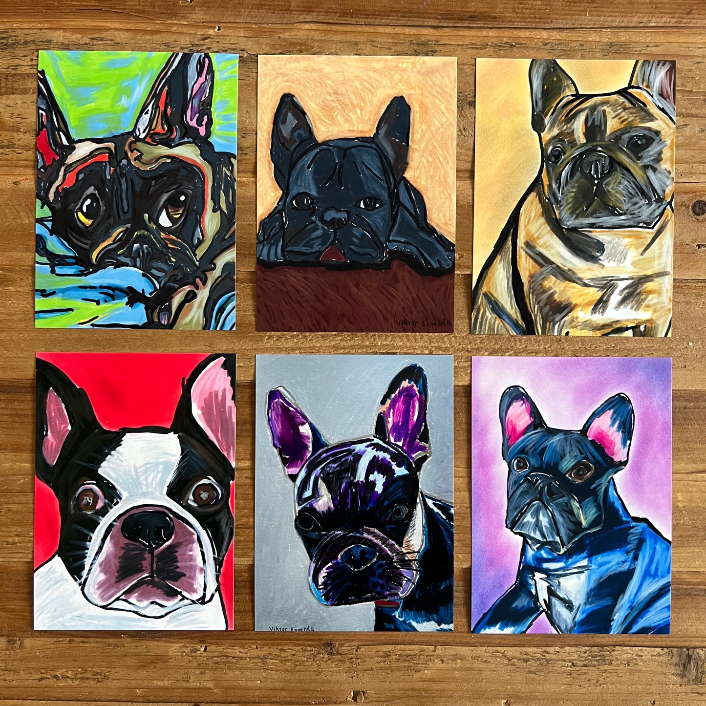 French Bulldog - Set of 6 prints in size 5x7"