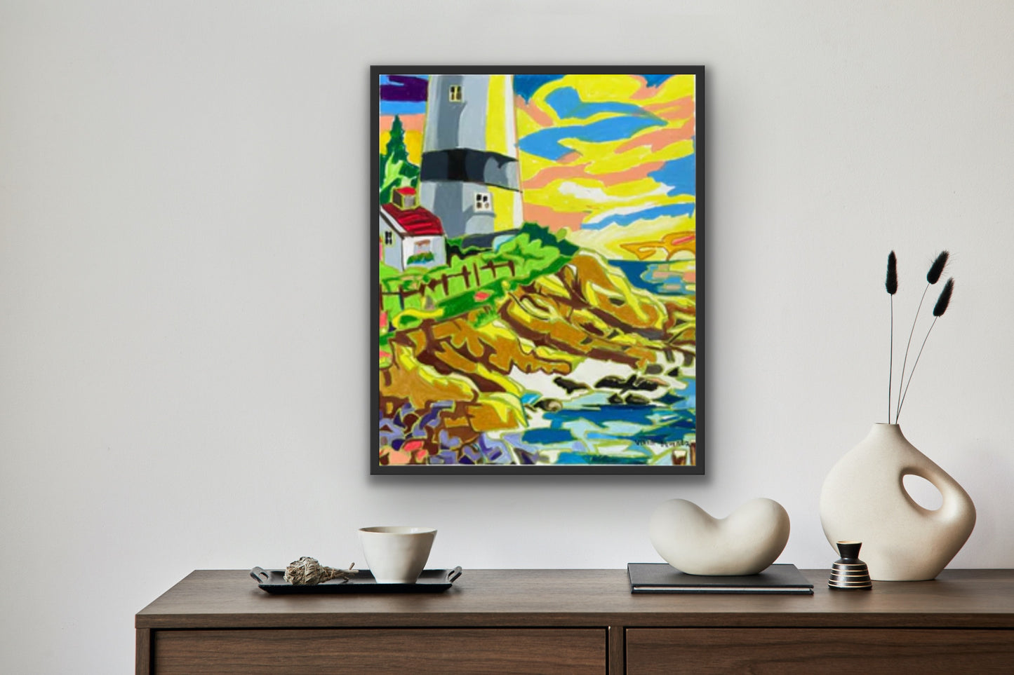 Lighthouse 5 (yellow sky) - fine prints of original artwork