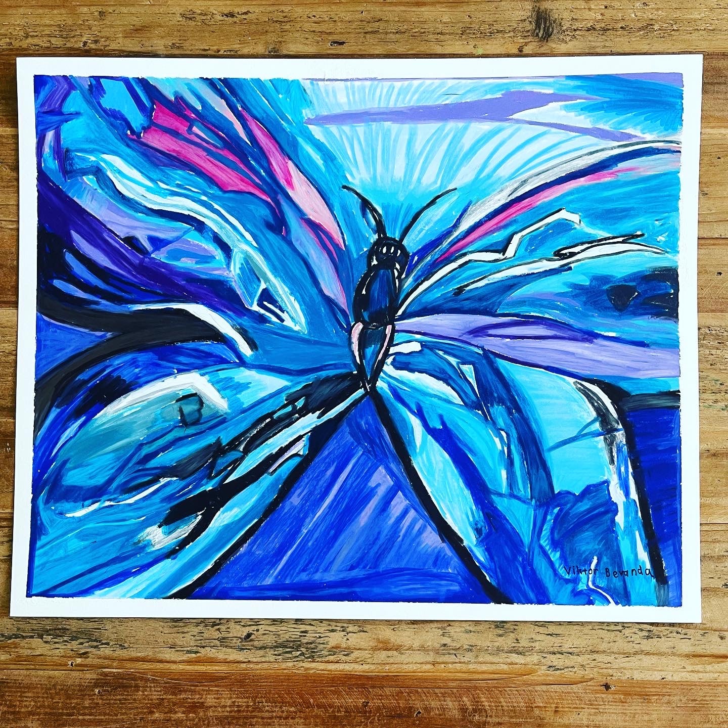 Purple  Butterfly - ORIGINAL 14x17” - Vichy's Art