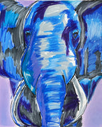 Blue Elephant - ORIGINAL 14x17" FRAMED