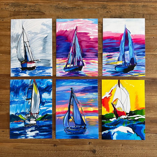 Sailboat - Set of 6 art prints, posters and canvases