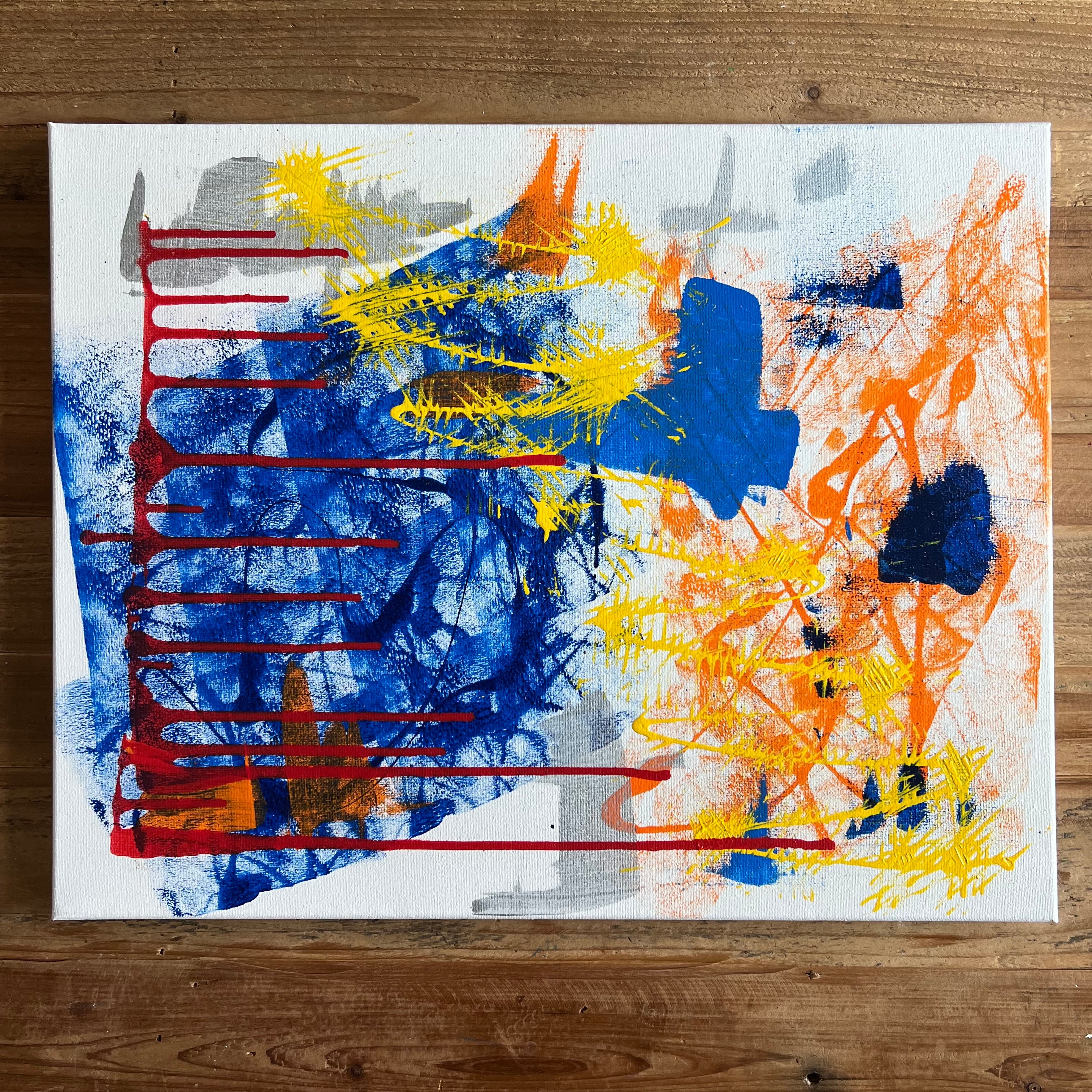 Red & Blue No 1 - ORIGINAL acrylic on canvas 16x20"