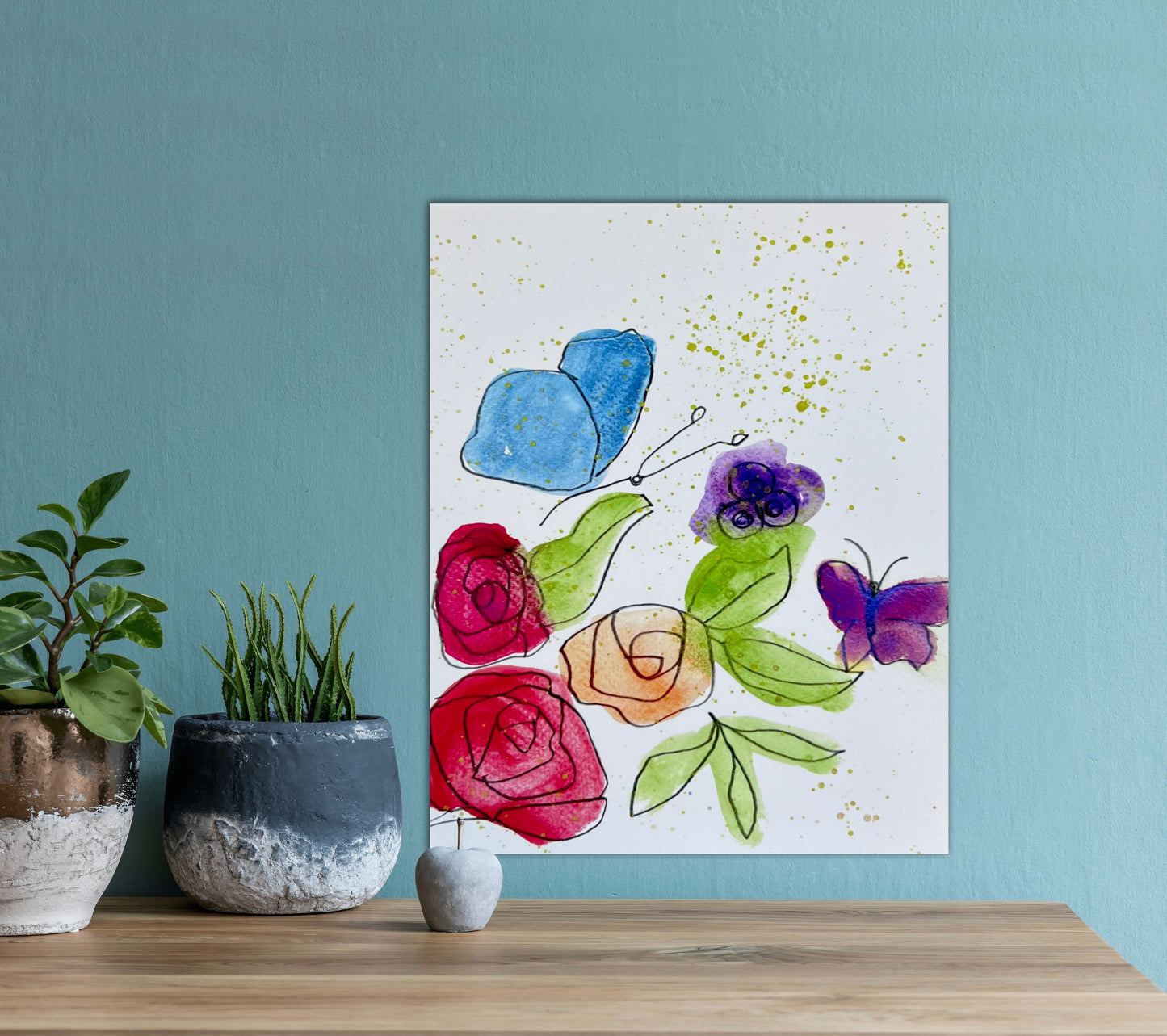 Roses and Butterflies - Art Prints