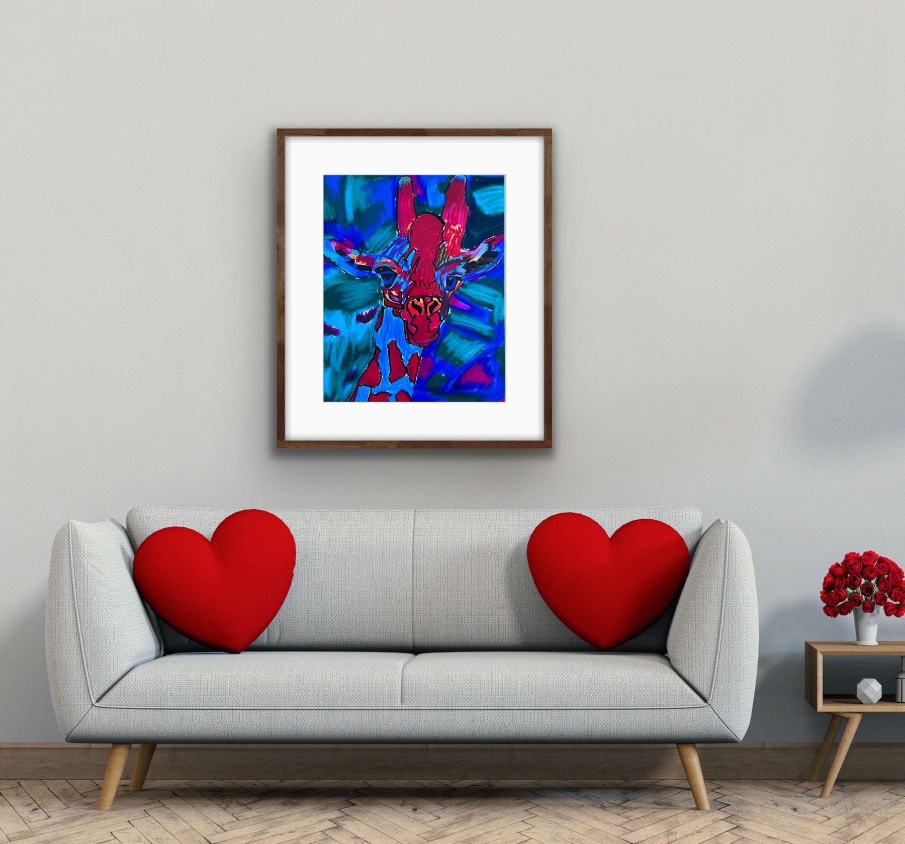 Colorful Giraffe - ORIGINAL 11x14"