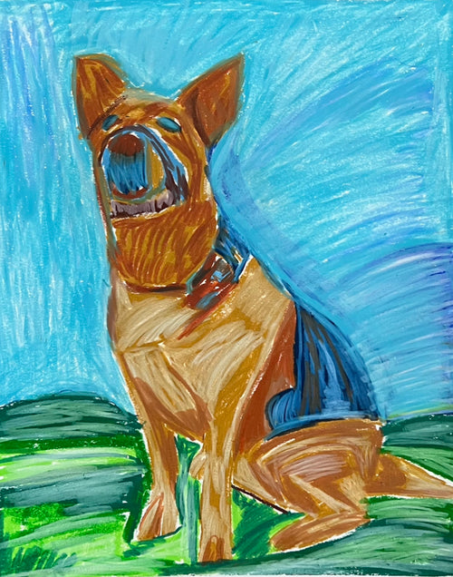Carolina Dog - ORIGINAL OIL PASTEL - 14x17”
