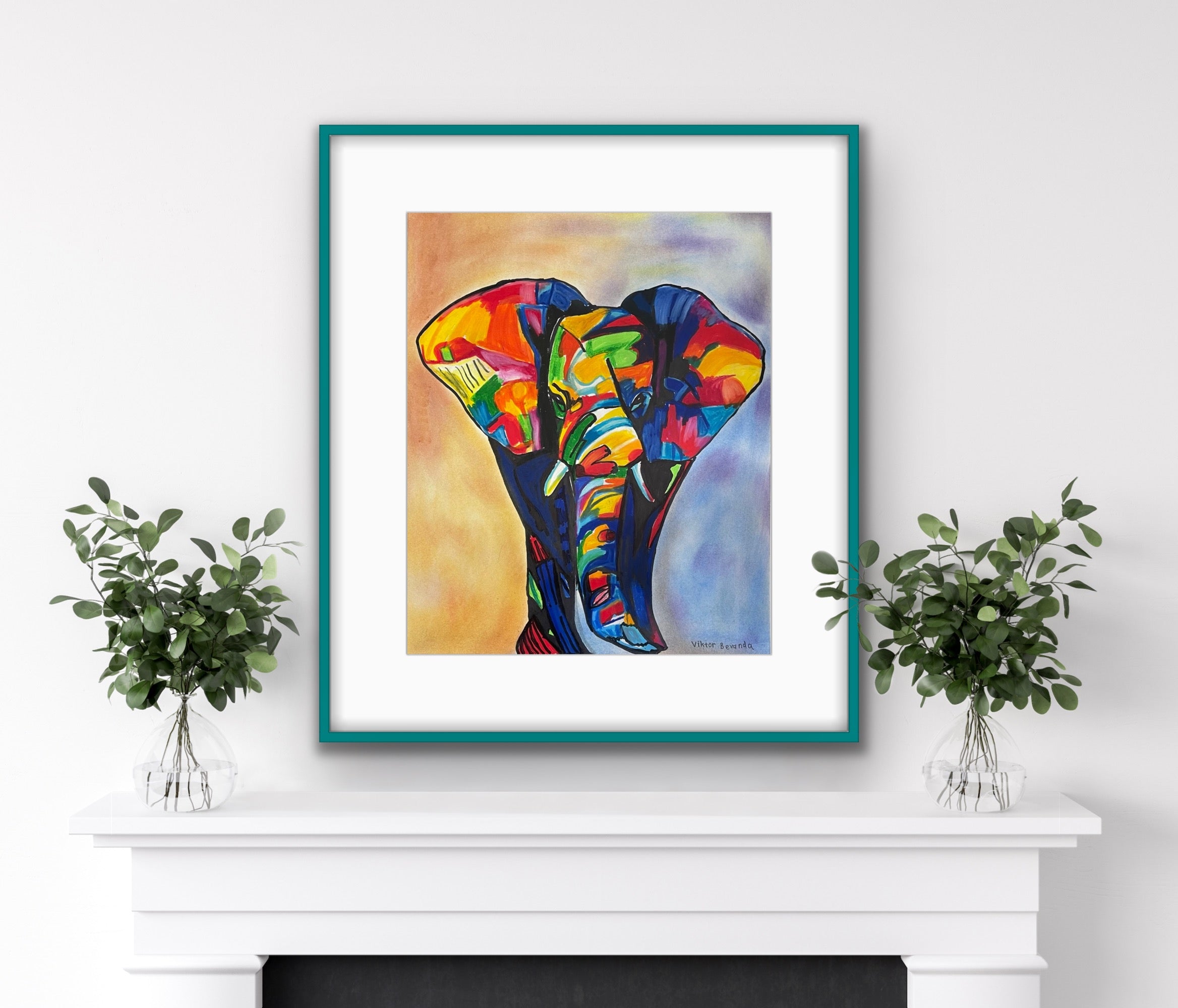 Elephant in a Vibrant Colors - Art Prints