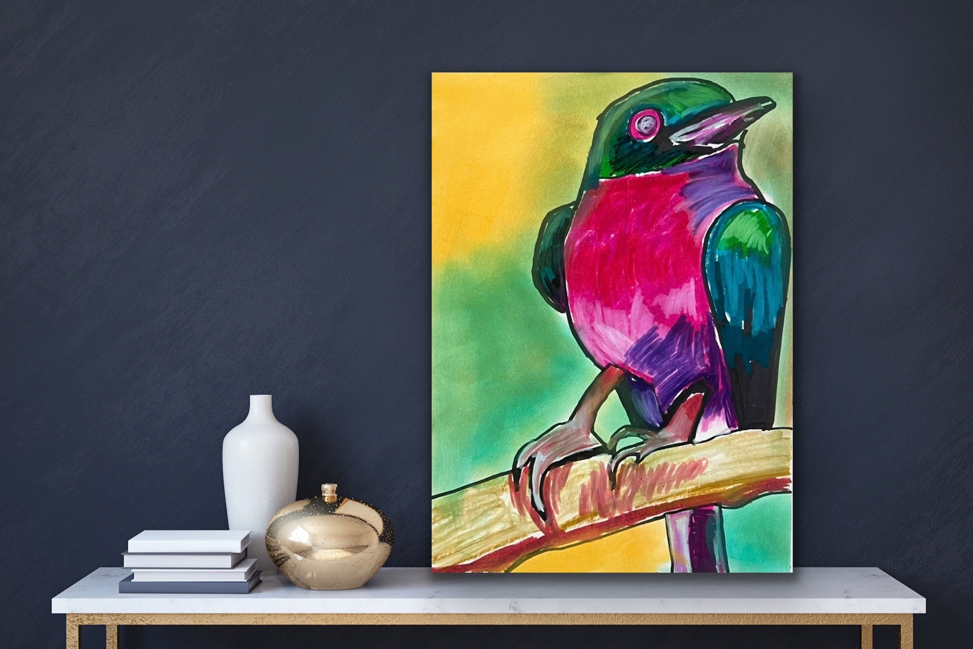 Purple Bird - ORIGINAL 9x12"
