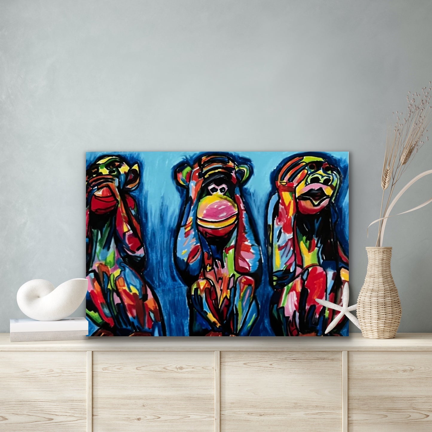 Wise Monkeys - fine prints and canvas prints in more size - Vichy's Art