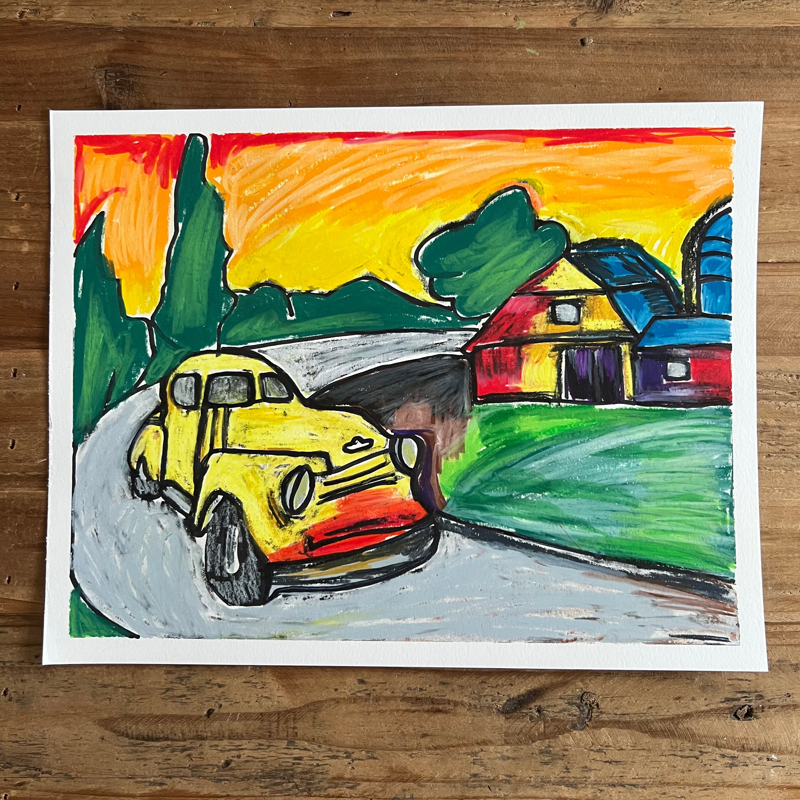Old Rustic Car - ORIGINAL 11x14"