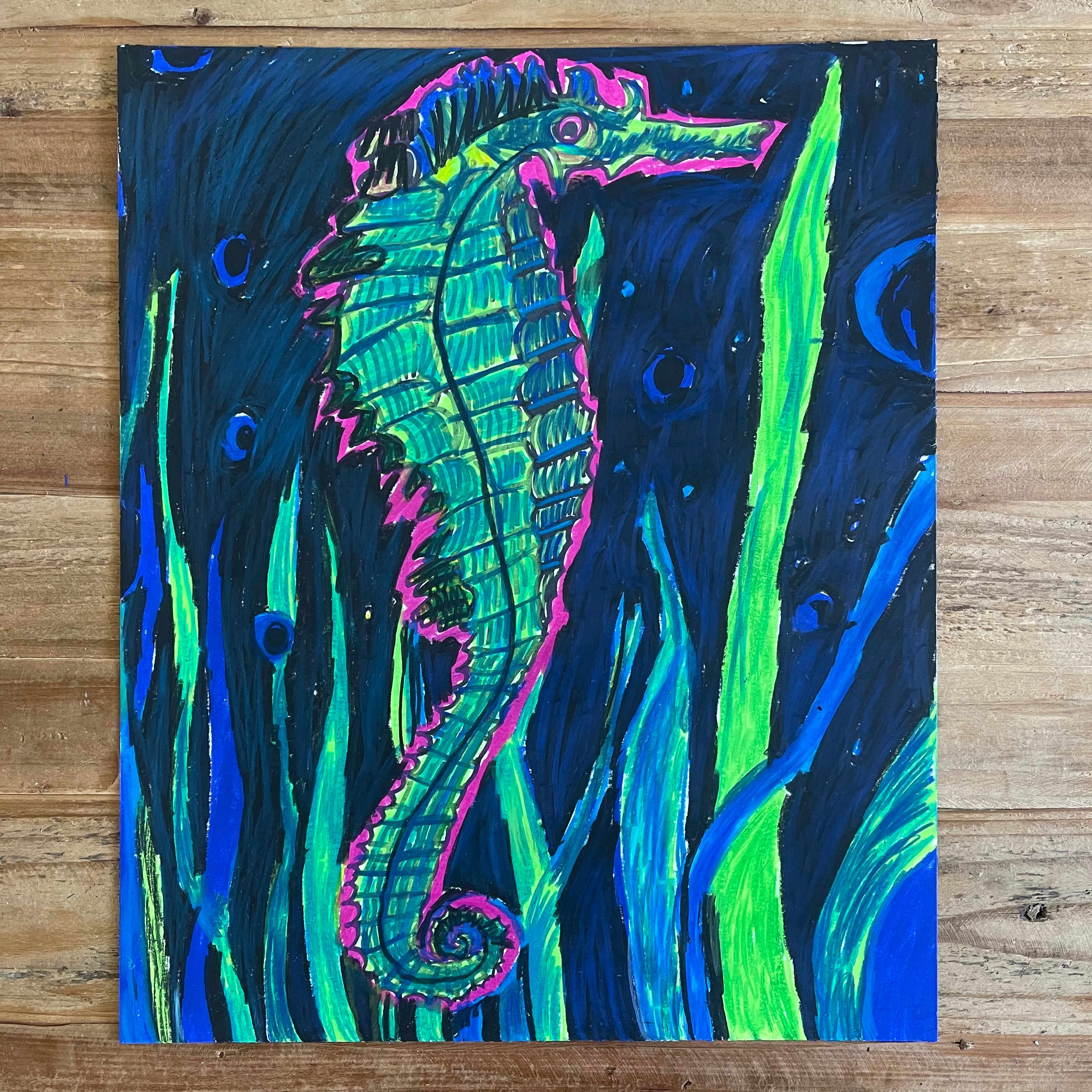Seahorse - ORIGINAL 14x17" - Vichy's Art