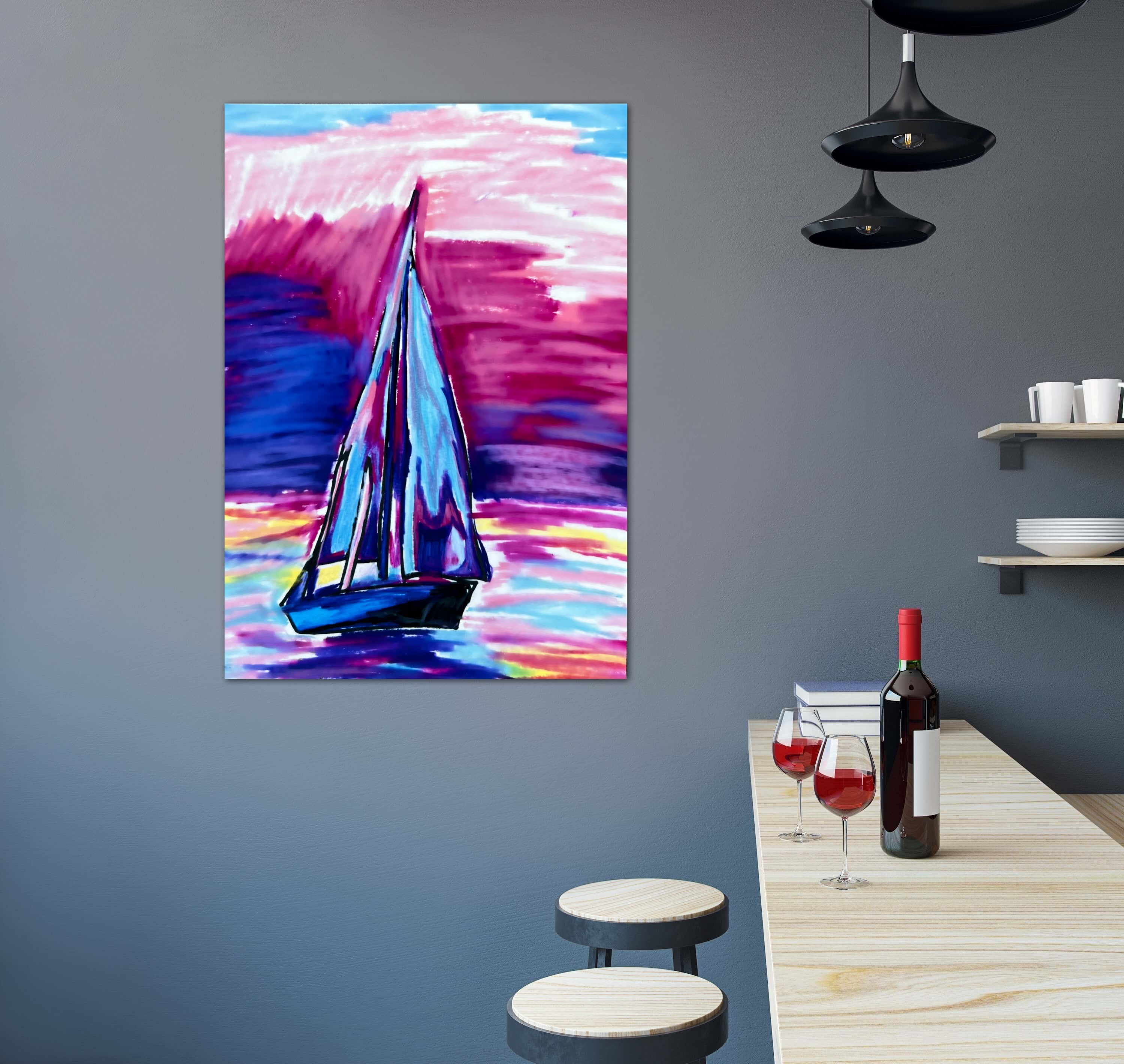 Sailboat (pink) - Art Prints