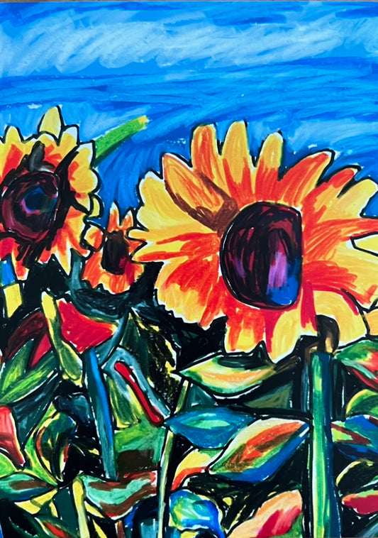 Sunflower Field - ORIGINAL 11x14"
