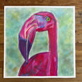 Flamingo Bird - ORIGINAL OIL PASTEL - 19x19”