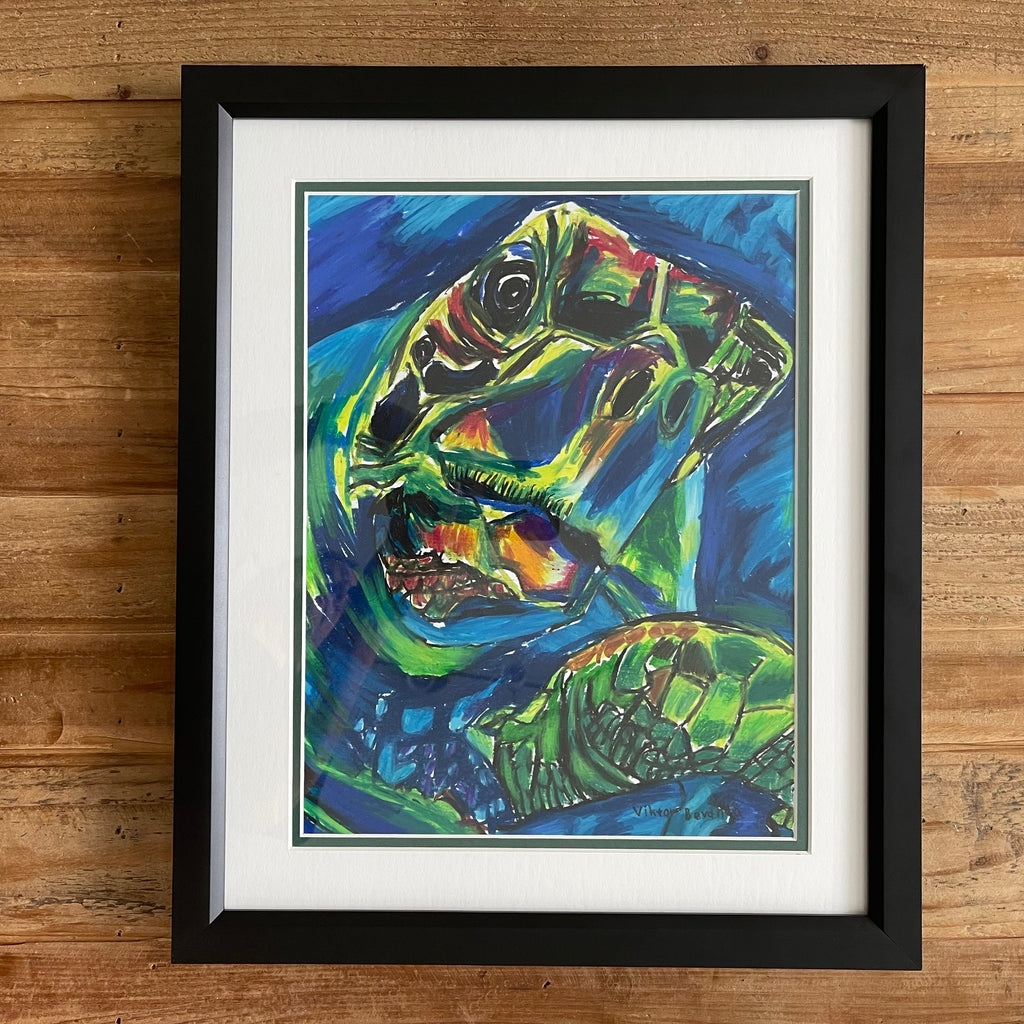 Turtle FRAMED - original 11x14” - Vichy's Art