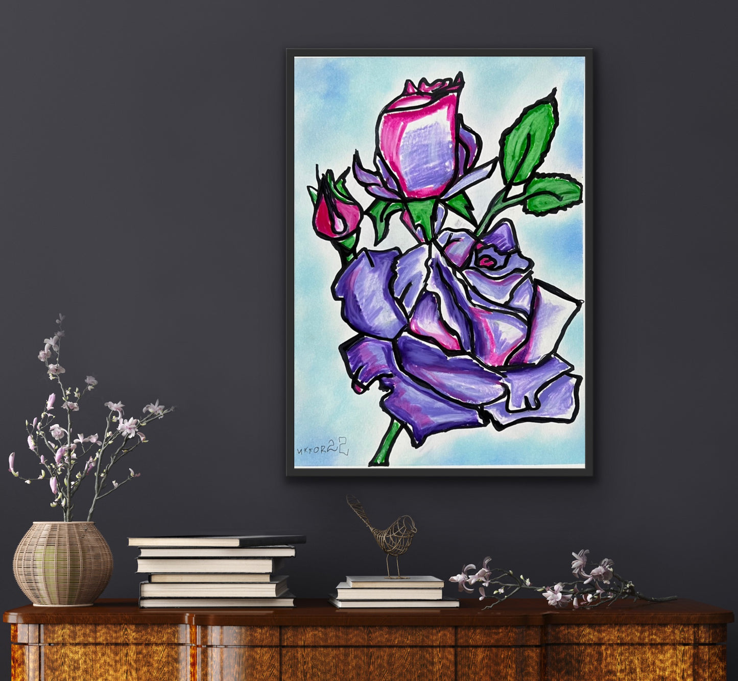 Purple Rose  - ORIGINAL 9x12"