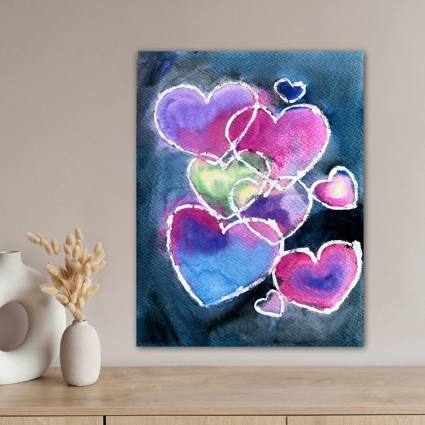 9 Hearts - Stretched Canvas Print in more sizes