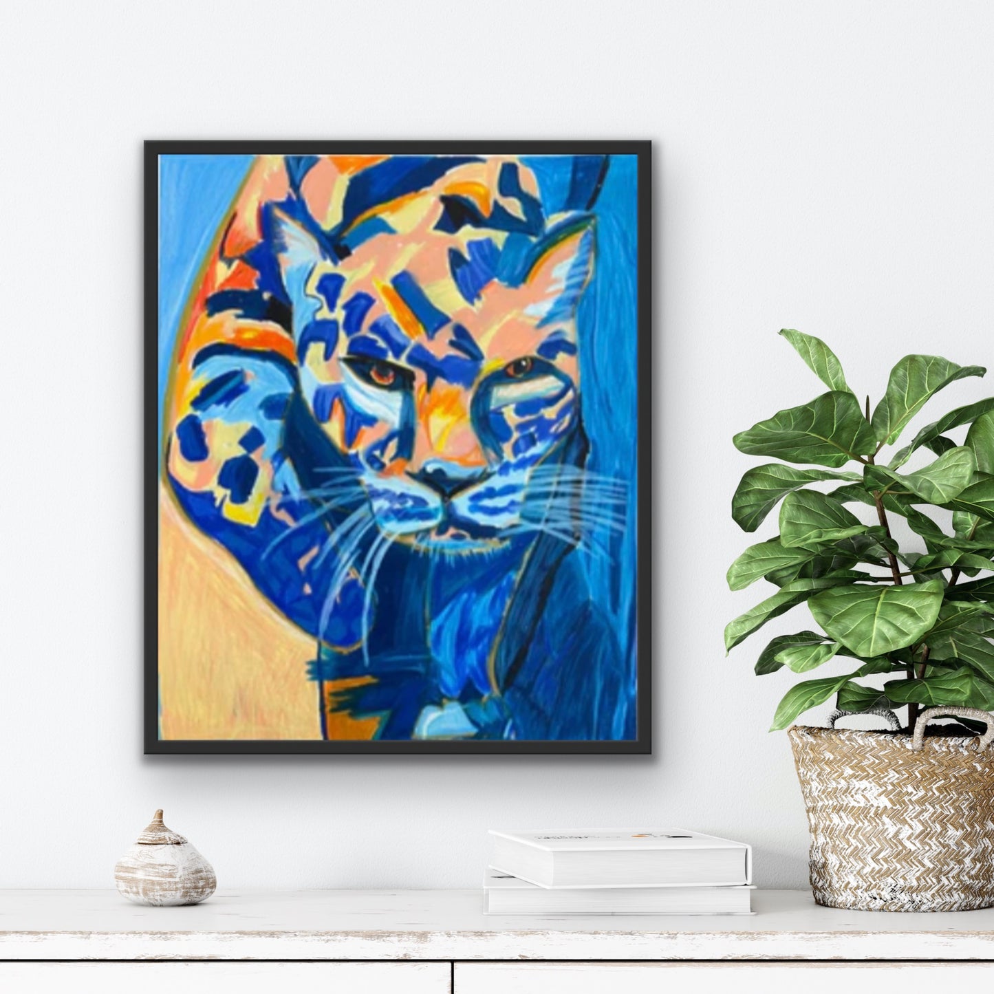 Blue Leopard  - ORIGINAL 14x17” FRAMED