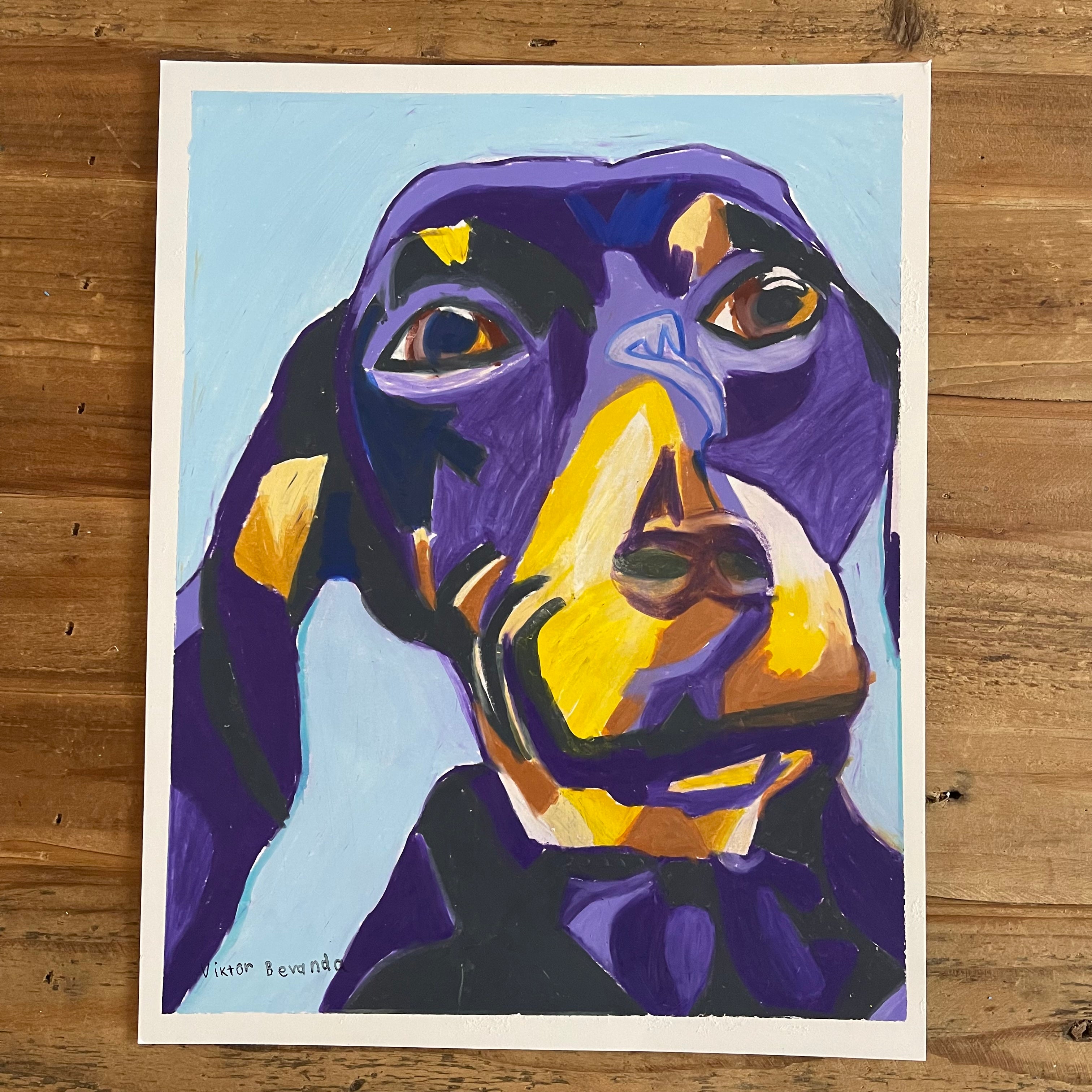 Purple Dachshund - ORIGINAL 11x14" - Vichy's Art