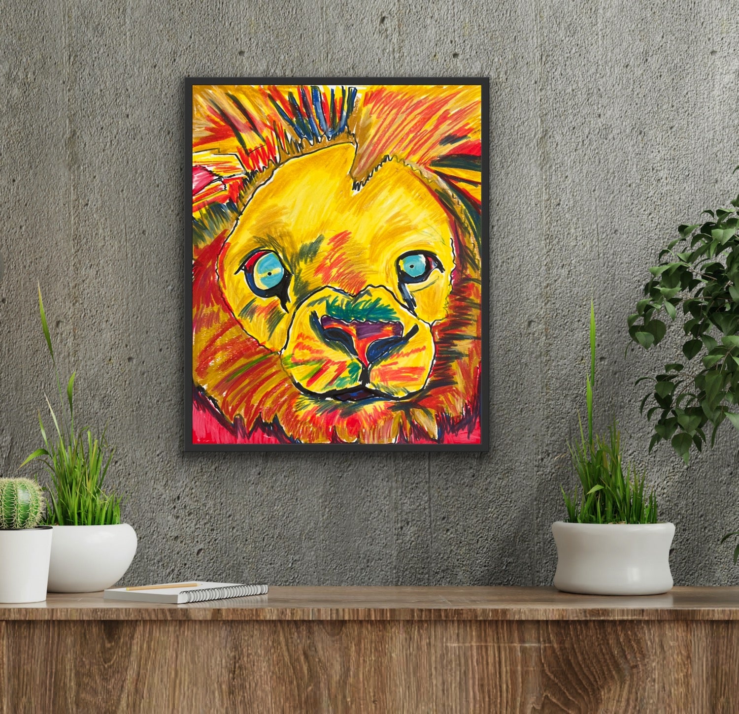 Silly Lion - ORIGINAL  14x17”