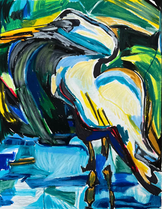 Egret Bird - ORIGINAL 11x14"