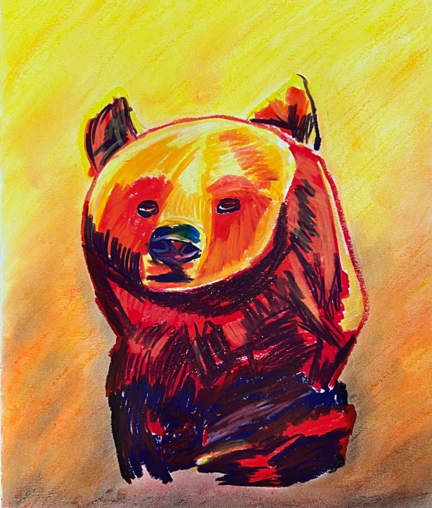 Bear  - ORIGINAL OIL PASTEL ARTWORK - 14x17"