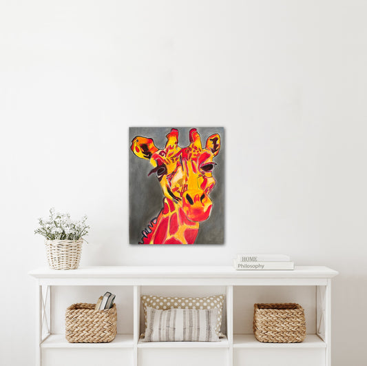 Colorful Giraffe - ORIGINAL  14x17”