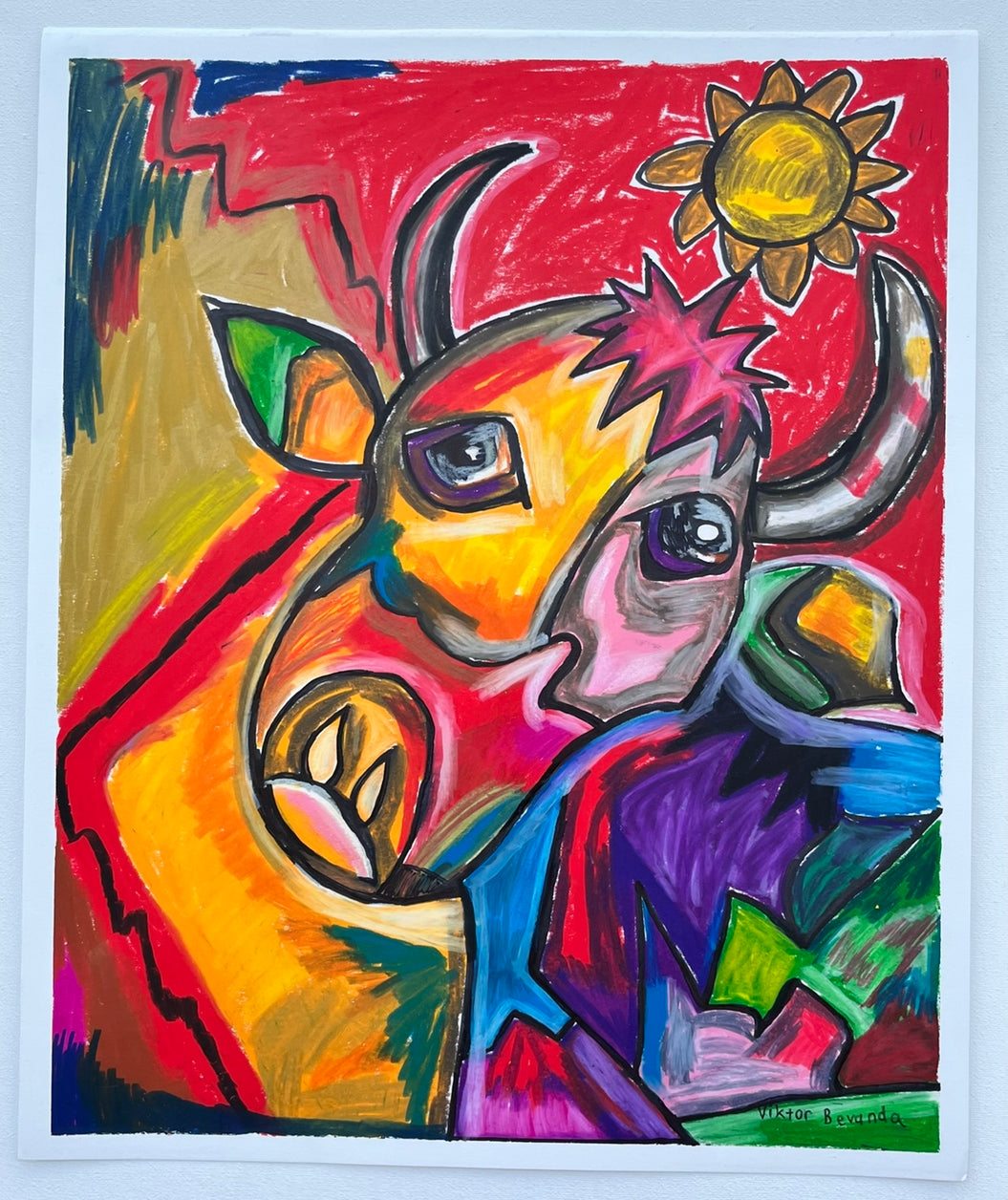 Colorful Bull - ORIGINAL 14x17”